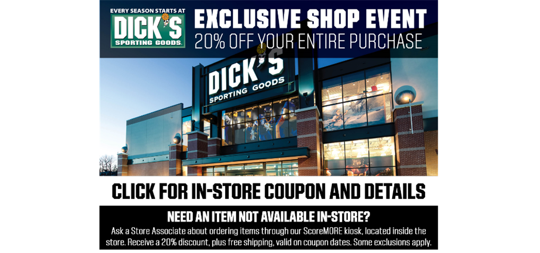 Dick's Sporting Goods 20% off shopping event