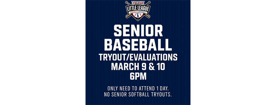 2026 Senior Baseball Tryouts 